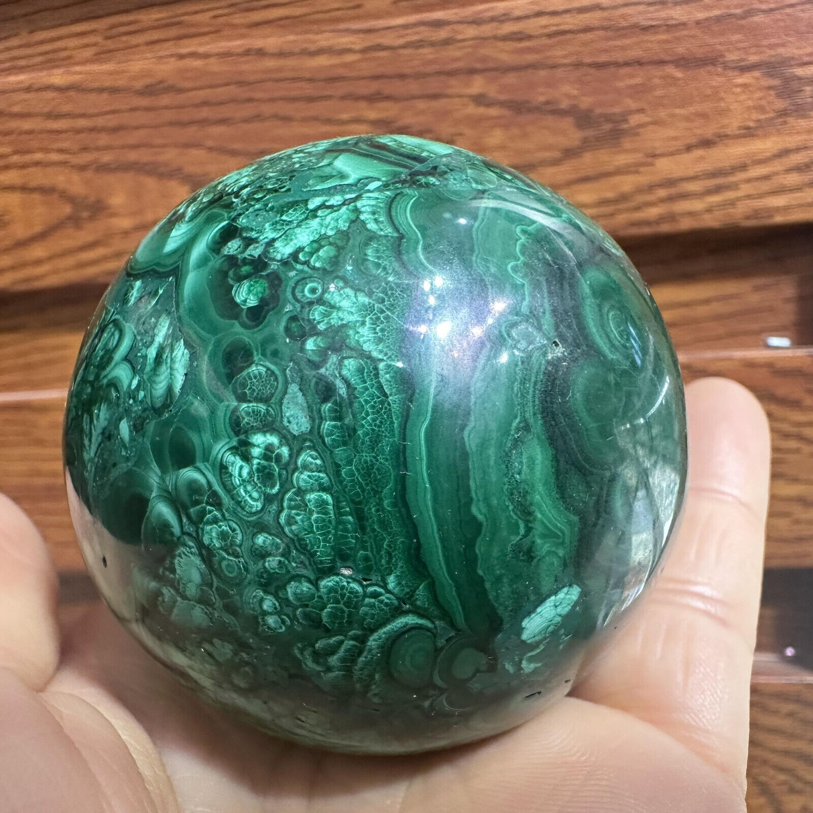 423g TOP Natural Malachite Quartz Polished Sphere Crystal Energy Ball Decor