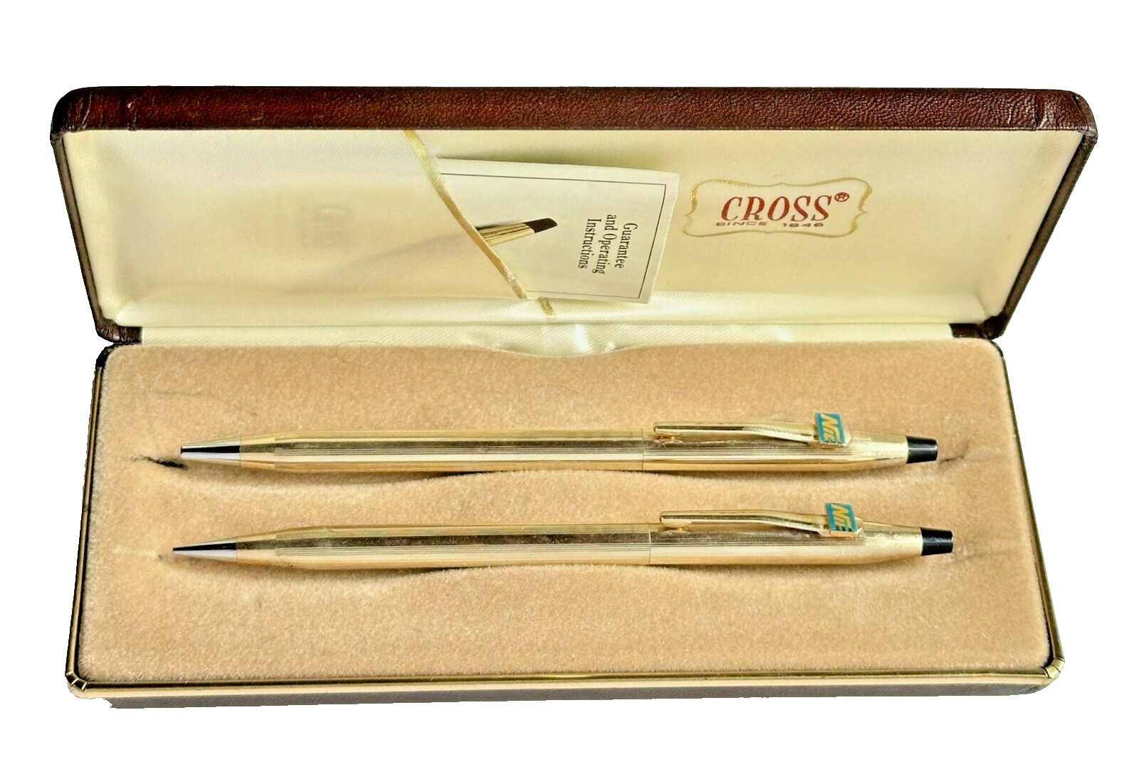 Vintage 10k GF Cross Classic Century Ballpoint Pen & Pencil Set in Original Case