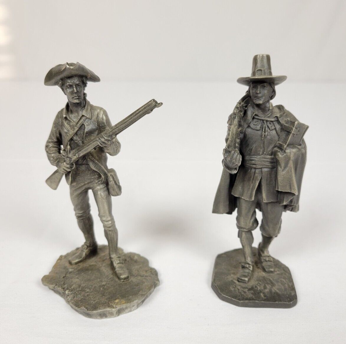 American Sculpture Society Fine Pewter The Pilgrim And The Minuteman Figures