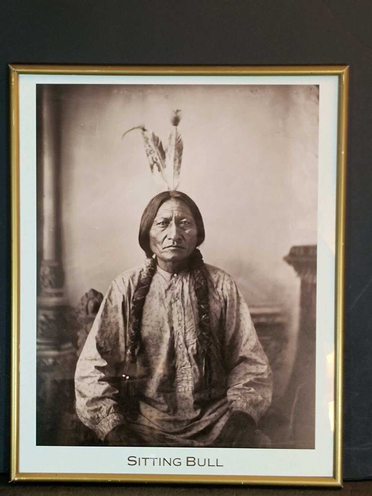 Sitting Bull Sioux Leader Lakota Native American Vintage Picture Framed 20x16