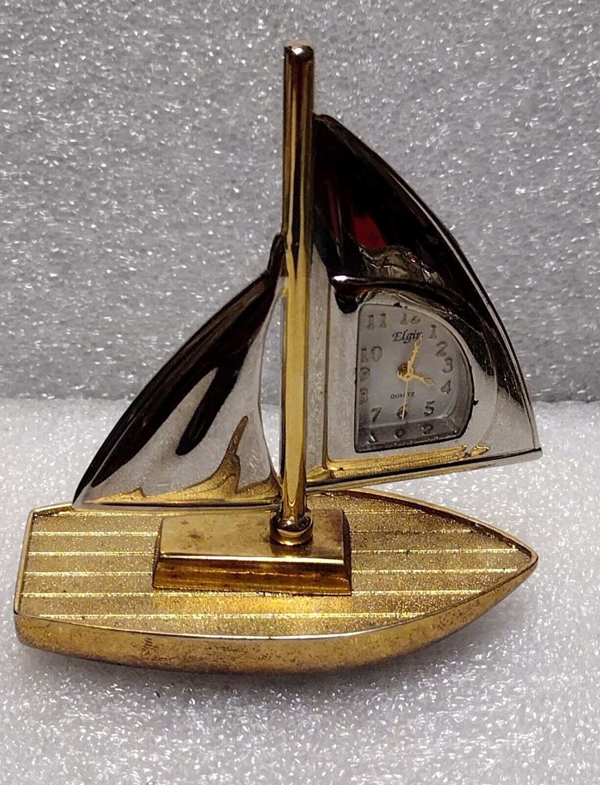 Miniature Brass And Metal Time Or Elgin Boat Clock