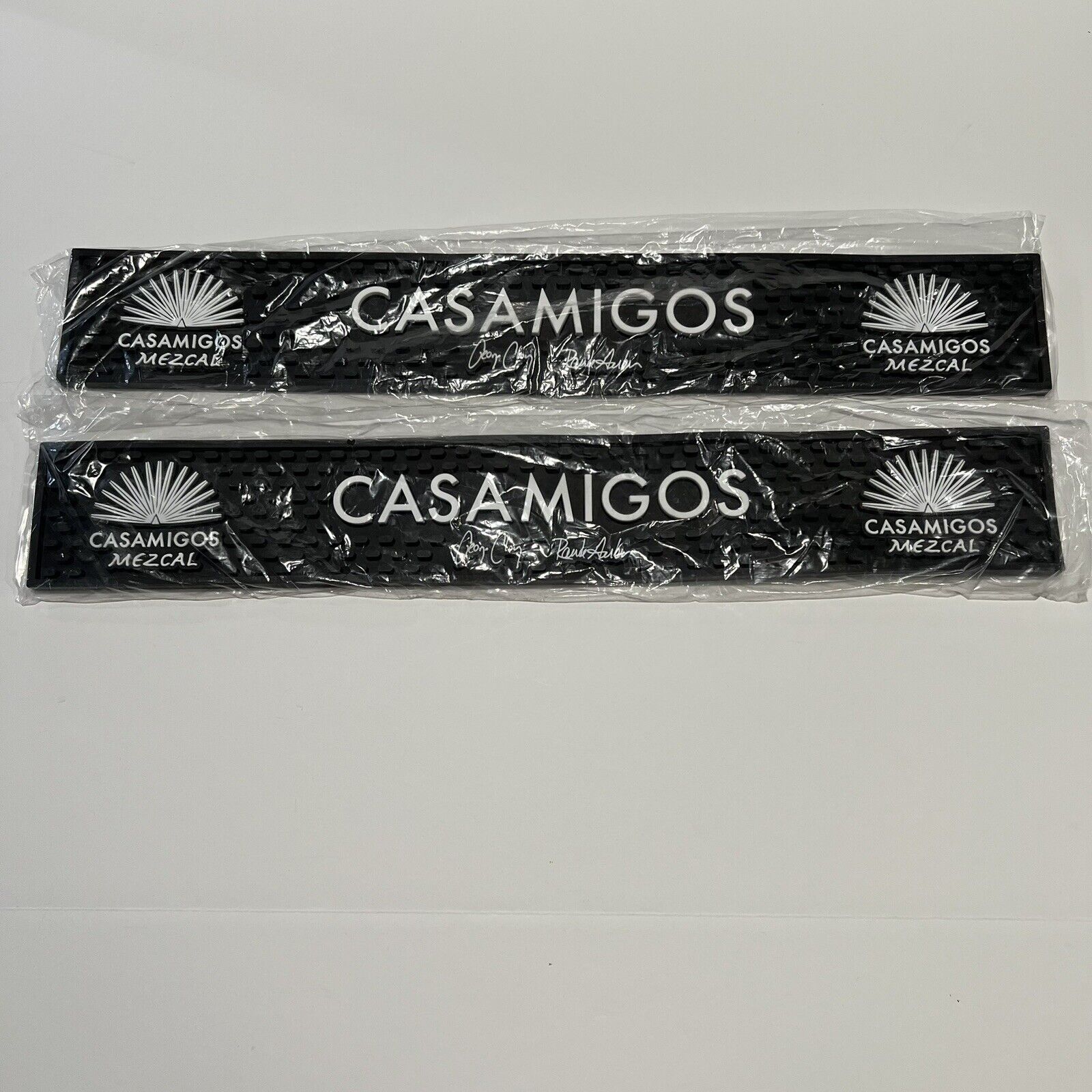 Lot of 2 CASAMIGOS Tequila Rubber Bar Rail Spill-Mat George Clooney Black NEW