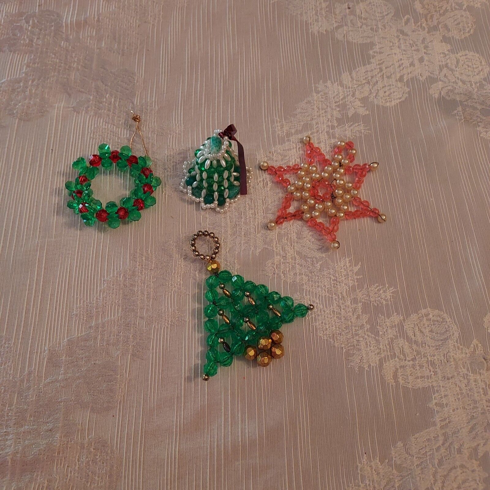 Vintage Handmade Beaded and Some Stone Christmas Ornaments BEAUTIFUL