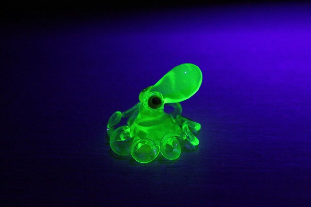 Uranium Glass Octopus Pendant Uranium Vaseline Glass Figurine Octopus Glass UV