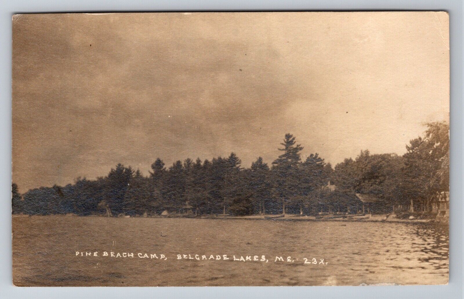 Pine Beach Camp, Belgrade Lakes Maine ME Circa 1924 RPPC Eastern Illustrating