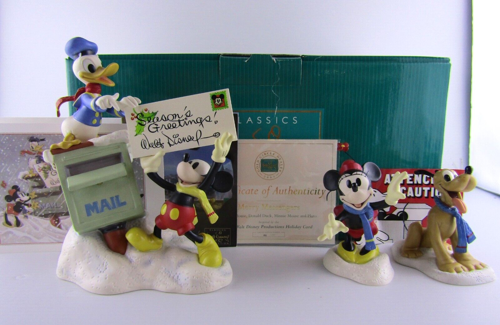 Disney WDCC, Merry Messengers, Mickey Donald Minnie Pluto, LE 2000 w Box and COA