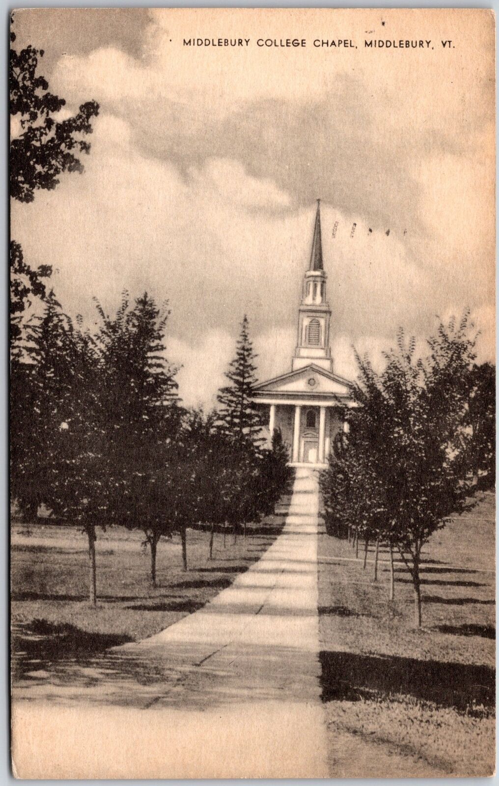 1939 Middlebury College Chapel Middlebury Vermont VT Pathway Berkshires Postcard
