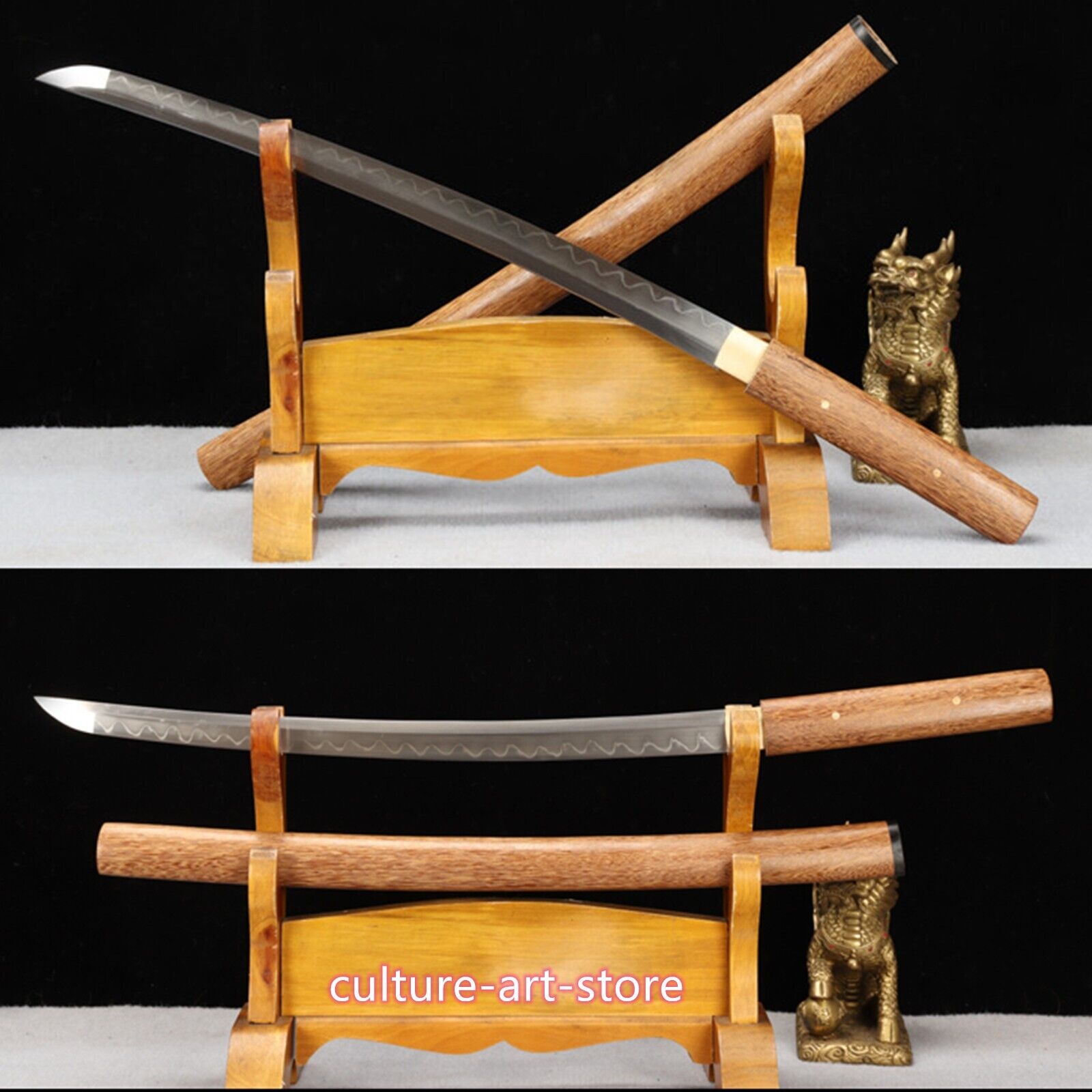 Handmade Shirasaya Samurai Wakizashi T10 Steel Clay tempered Blade Sharp