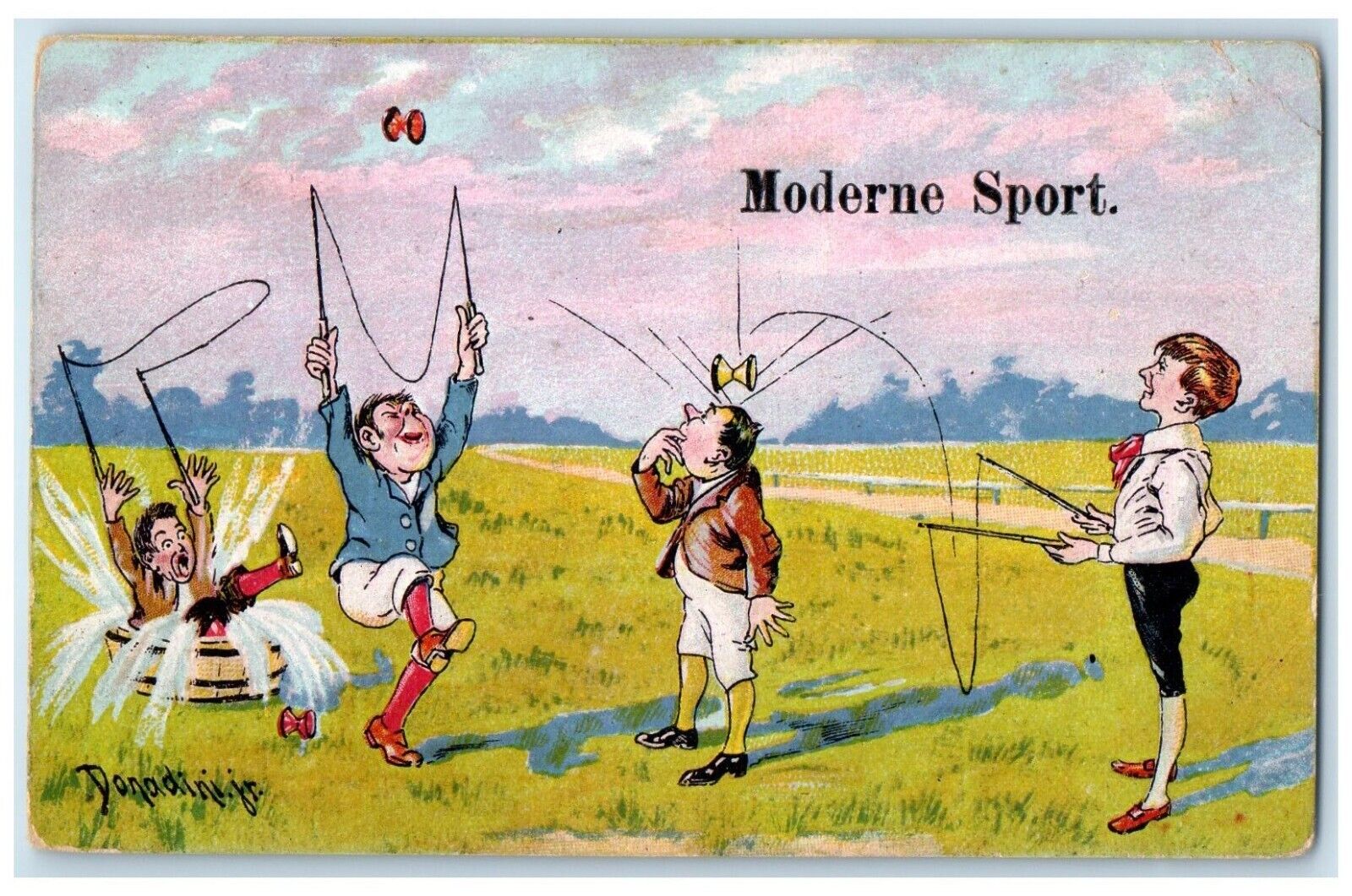 c1920\'s Boys Modern Sports Netherlands Juggling Rotterdam Vintage Postcard