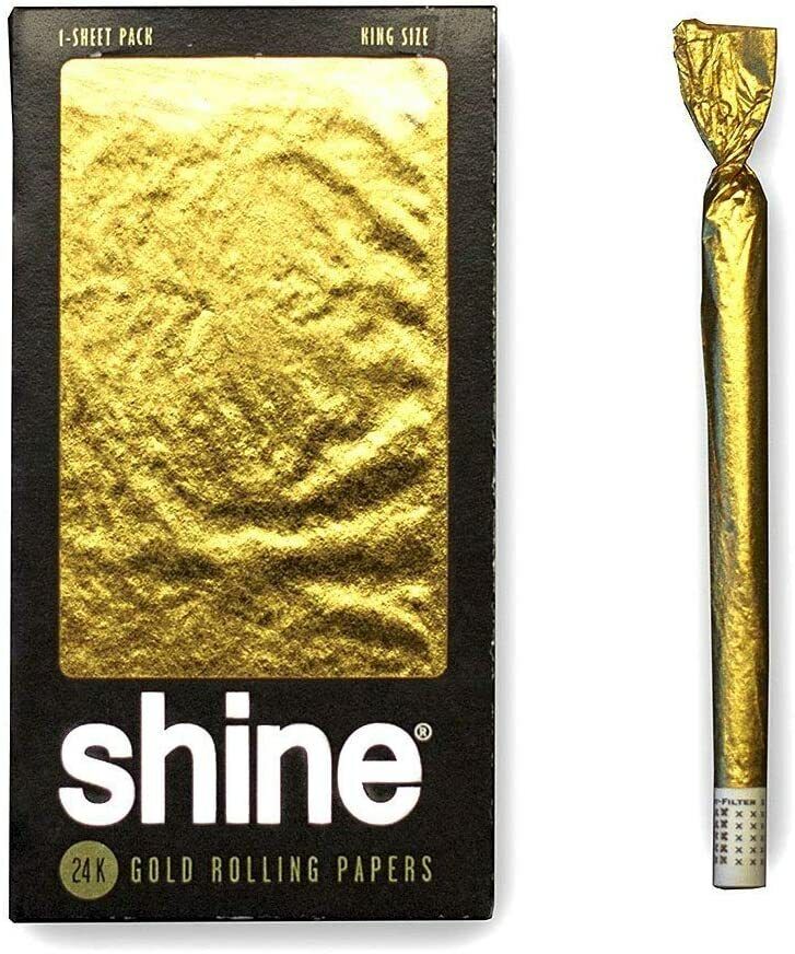 NEW Shine 1 Sheet Pack KING SIZE Rolling Paper 24K 24 Karat Gold 