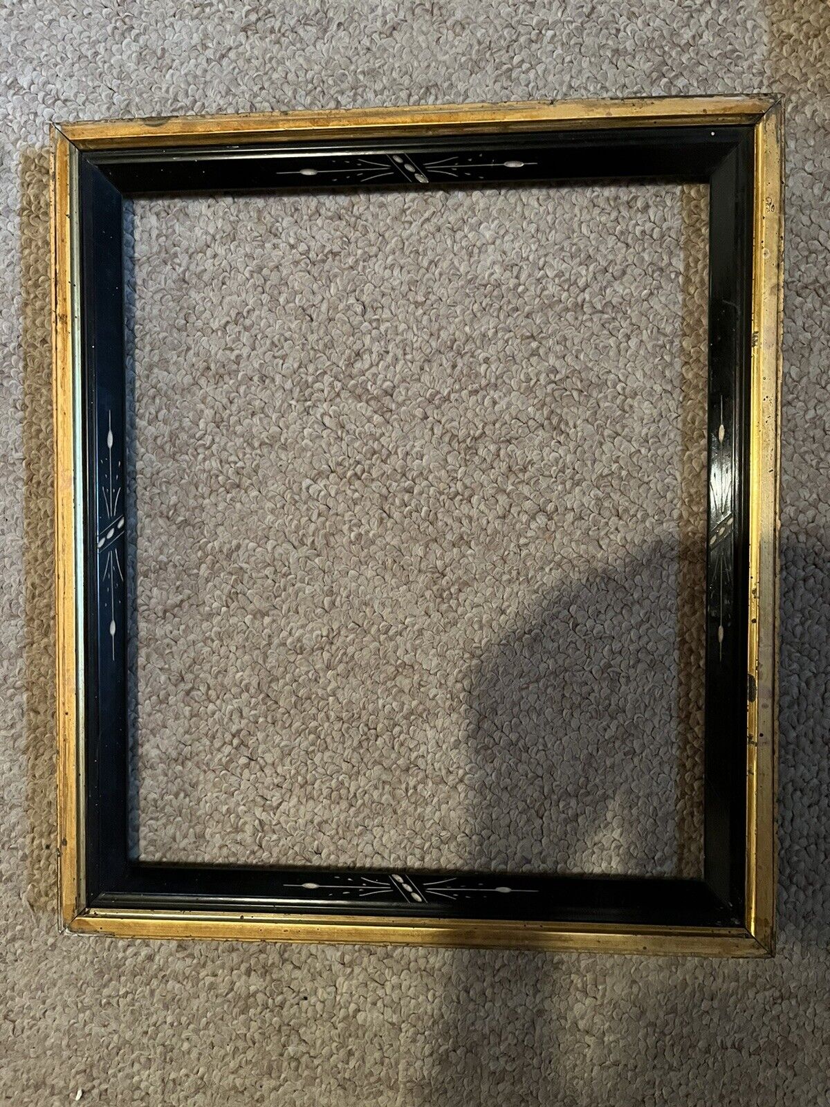 Antique Victorian Eastlake 1870’s Ebony &Gold 15x13 Picture Frame