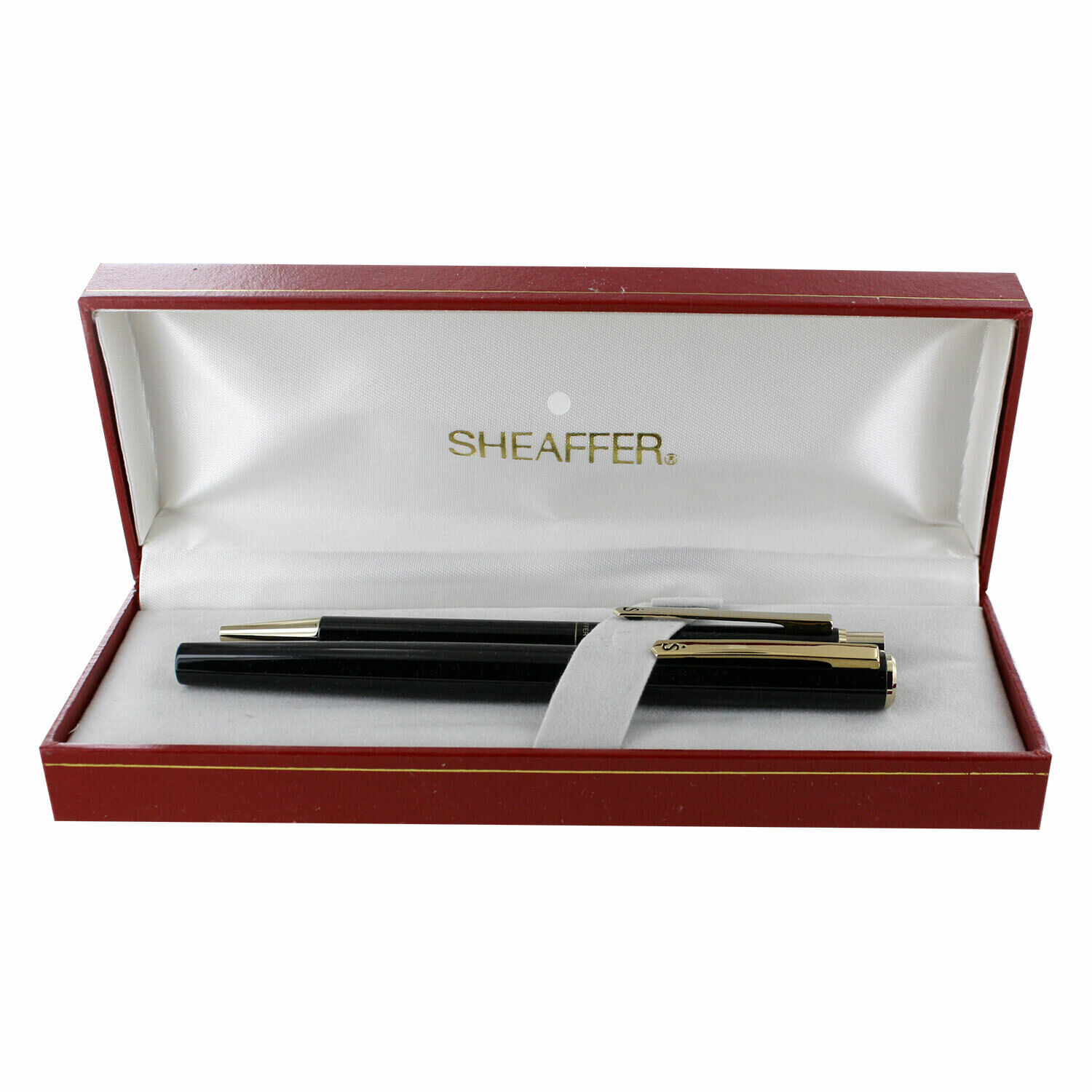 Sheaffer Sentinel Gloss Black Gold Trim Medium Fountain Pen and Ballpoint Pen