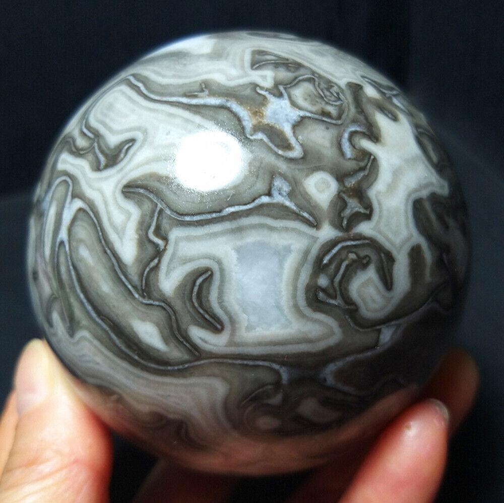 TOP 645G Natural Polished Picasso Banded Agate Crystal Sphere Ball Healing A3108