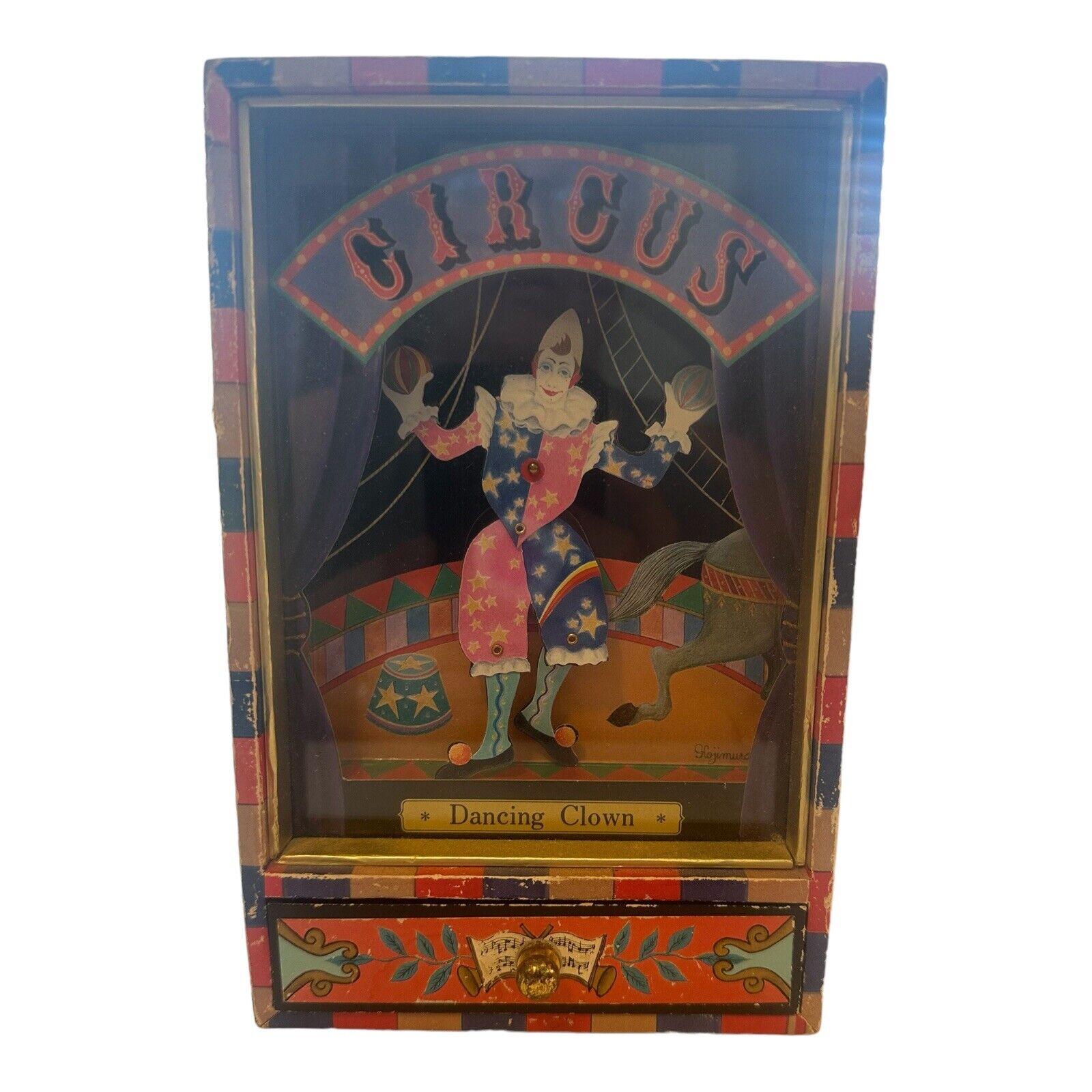 Vintage Pierre Wow 1980 Dancing Clown Musical Box Works Send In The Clowns