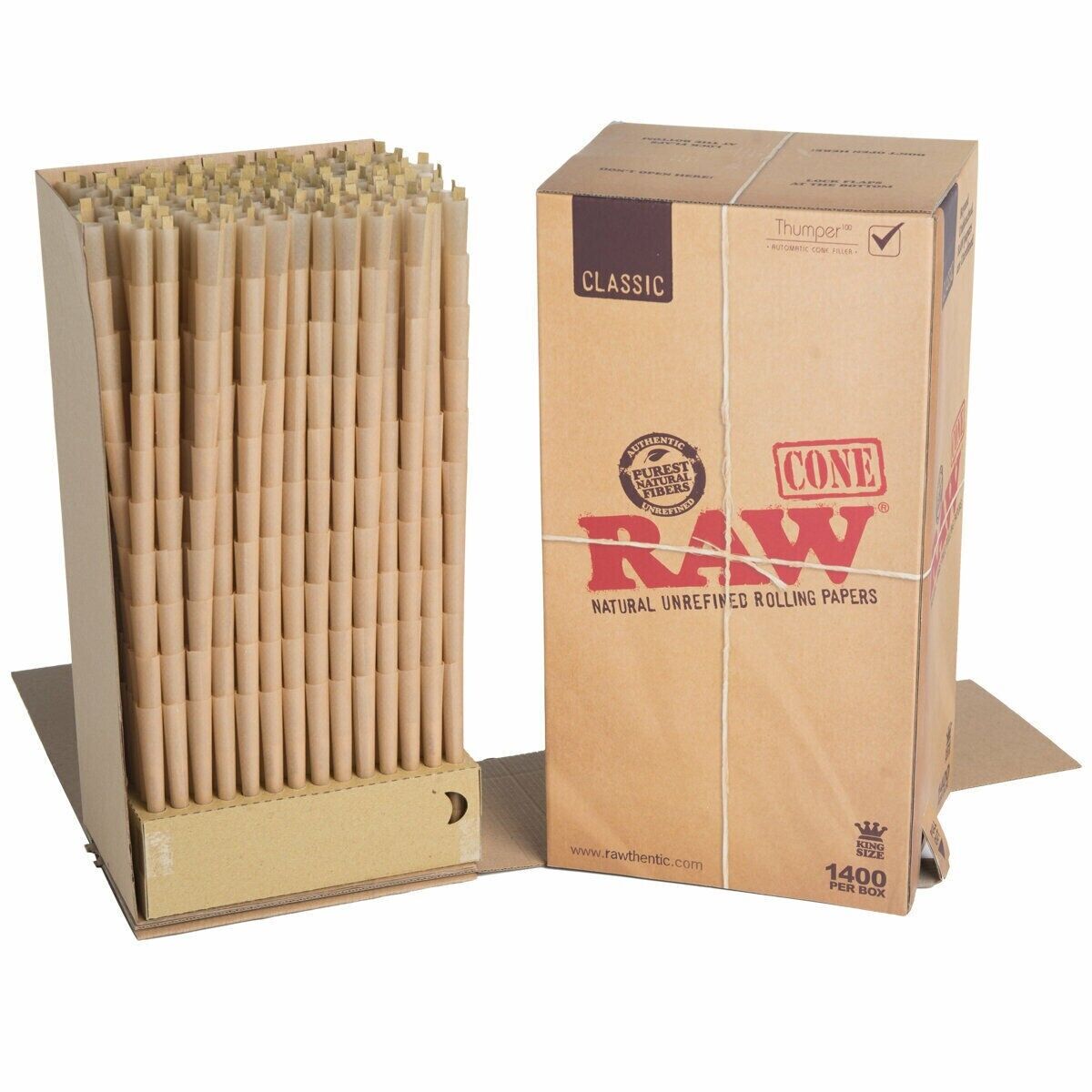 Authentic Raw King Size pre rolled Cones W/Filter tips (200 CONES) 
