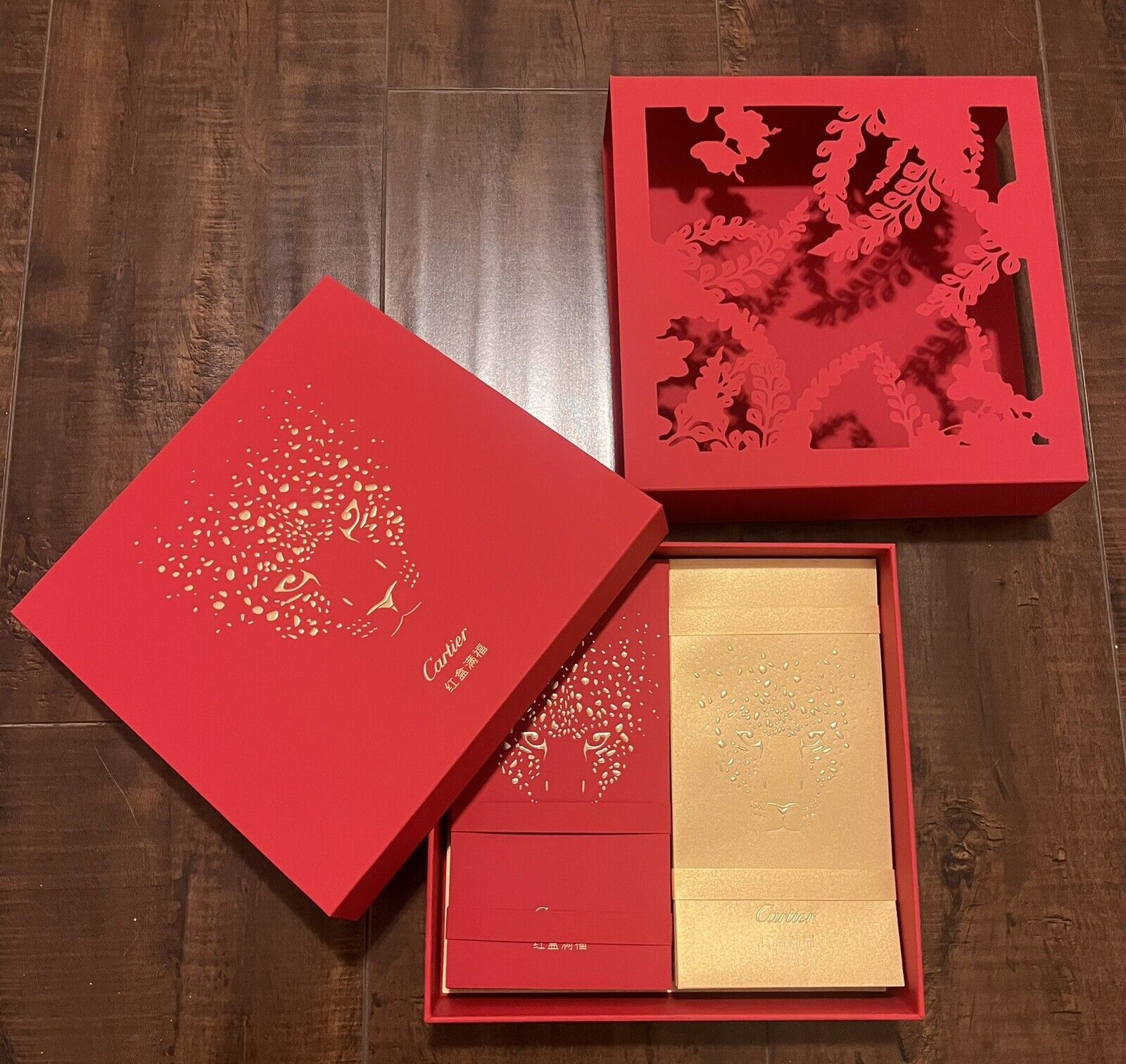 CARTIER Lunar / Chinese New Year Dragon 2024 Red Gold 50 Envelopes VIP Gift NEW