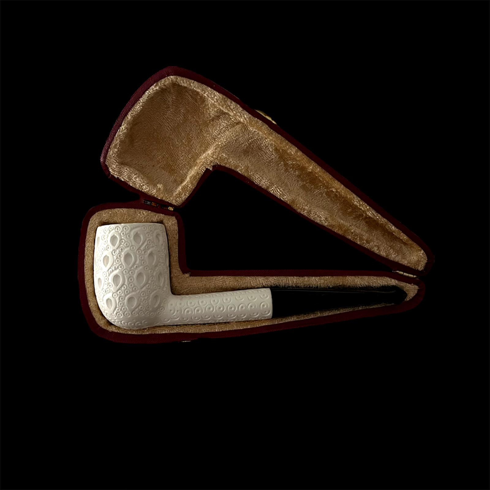 Meerschaum Pipe hand carved smoking tobacco pipes unsmoked w case MD-456