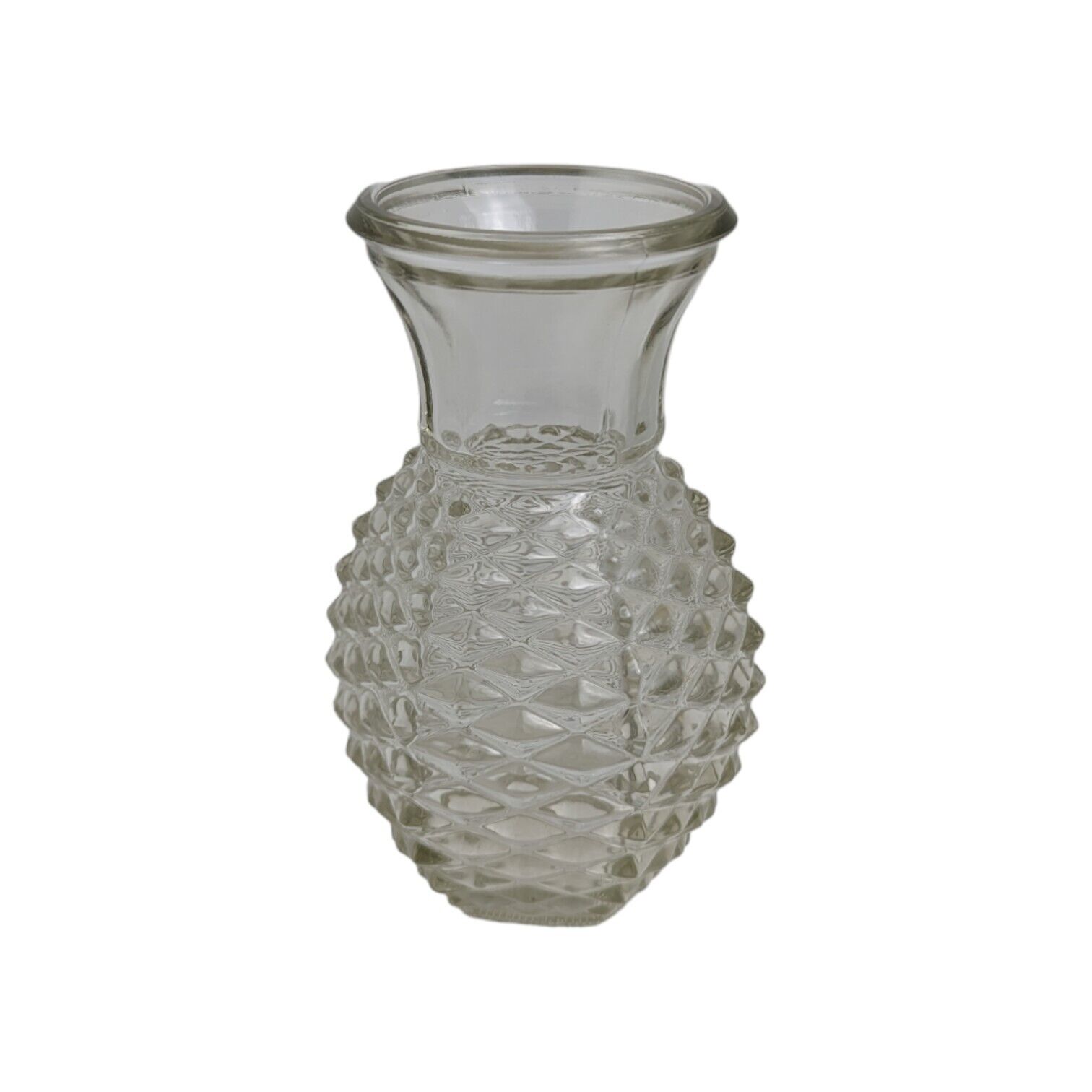 FTD Vase Clear Pineapple Shaped Diamond Point Pressed Glass 6\