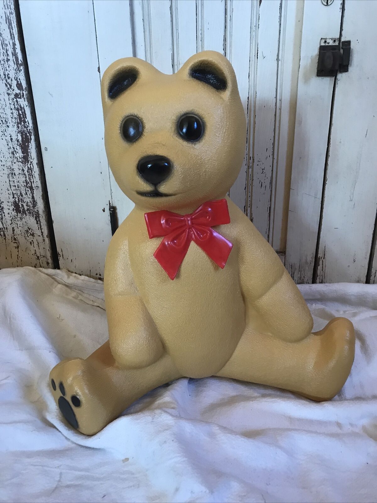 Blow Mold Brown Bear With Red Bow Lighted Union Products 17” Inches Tall