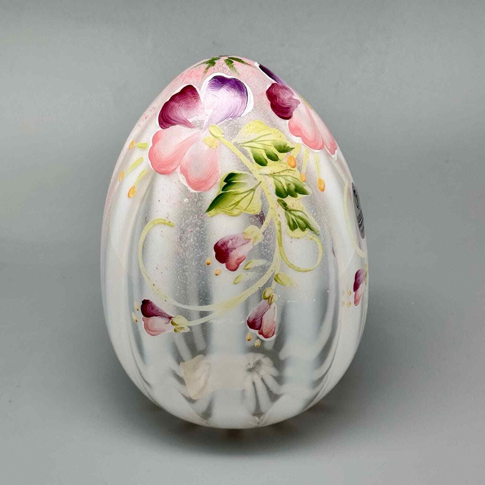 Fenton Glass Limited Edition Hand Painted White Opalescent Egg Figurine