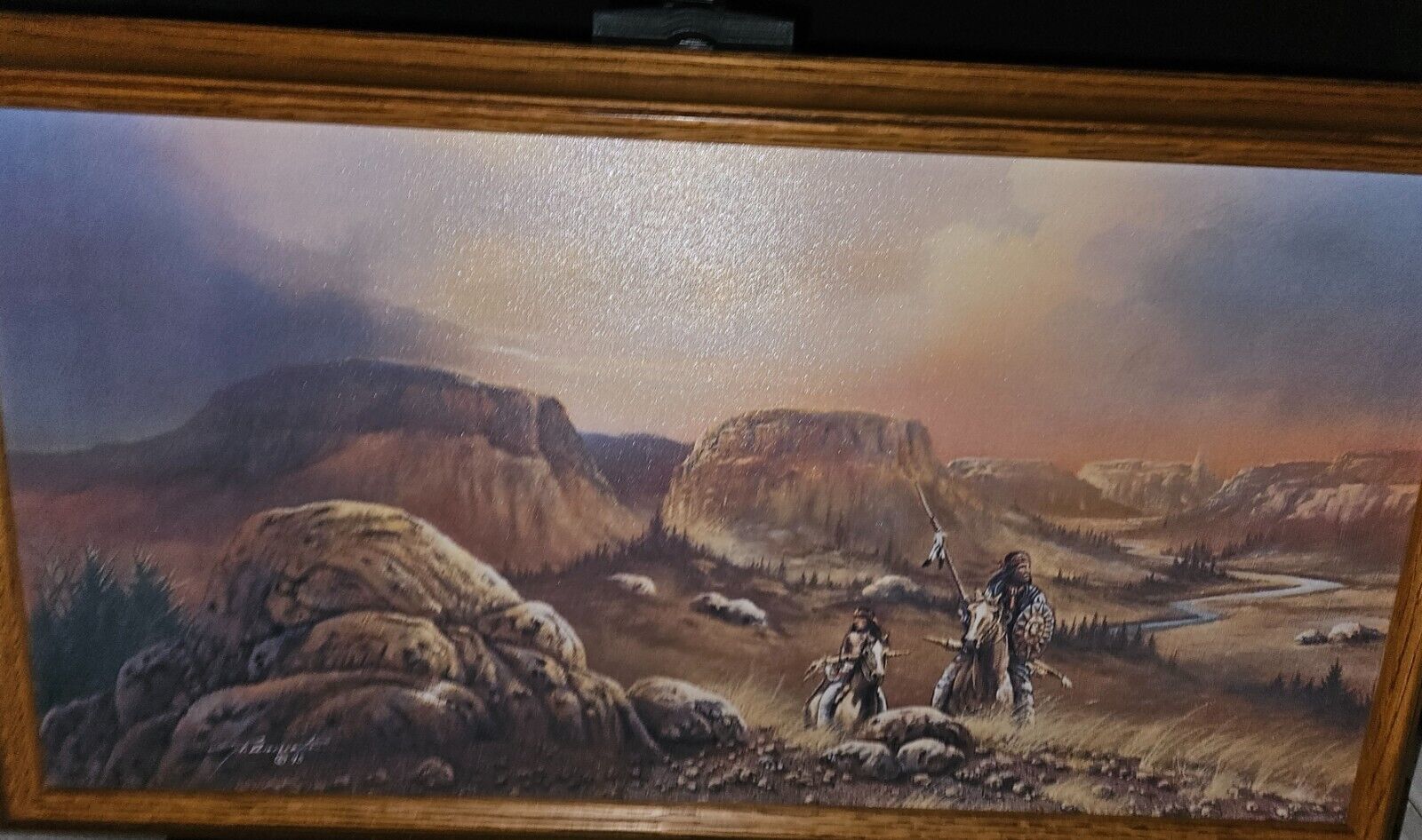 Beautifully  Painted, Native American Painting  Two Braves Singed And Numbered