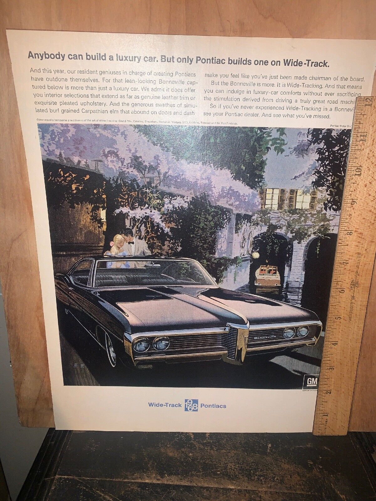 1968 Pontiac Bonneville Print Ad 10 X 13” Approx. 1968 GM Wide Track.