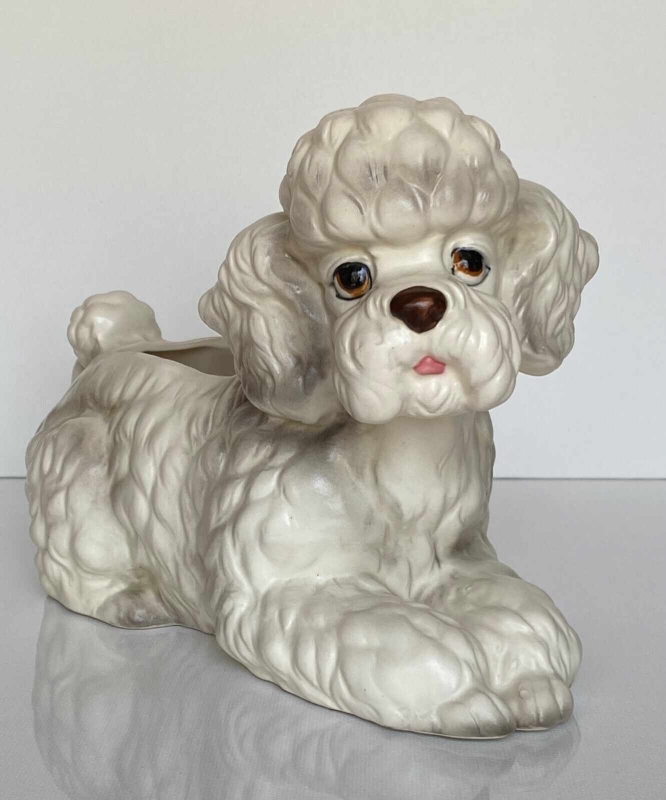 VTG Lefton Poodle Dog Ceramic Planter H 7859 EUC Japan  Mid Century Statue