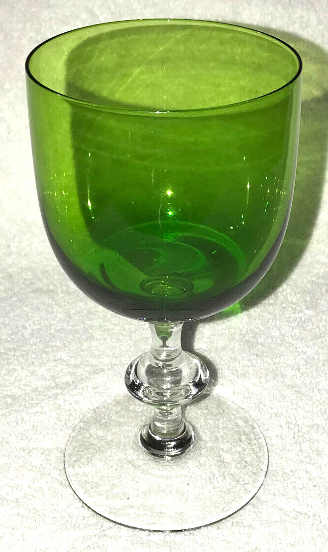 Vintage Emerald Green Wine Goblet Glass MCM Barware Stemware Replacement