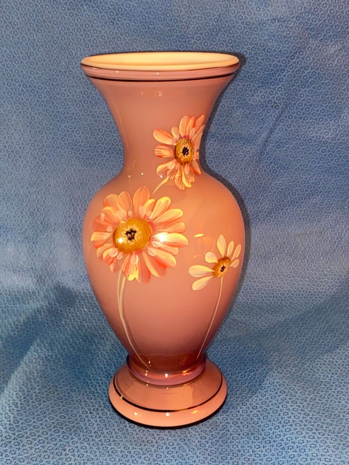 Fenton Hand Painted Glass Purple Floral Vase