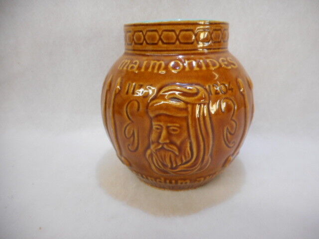 Vintage Schering Maimonides Secundum Artem 1135-1204 Mortar RX Brown Jar Glazed