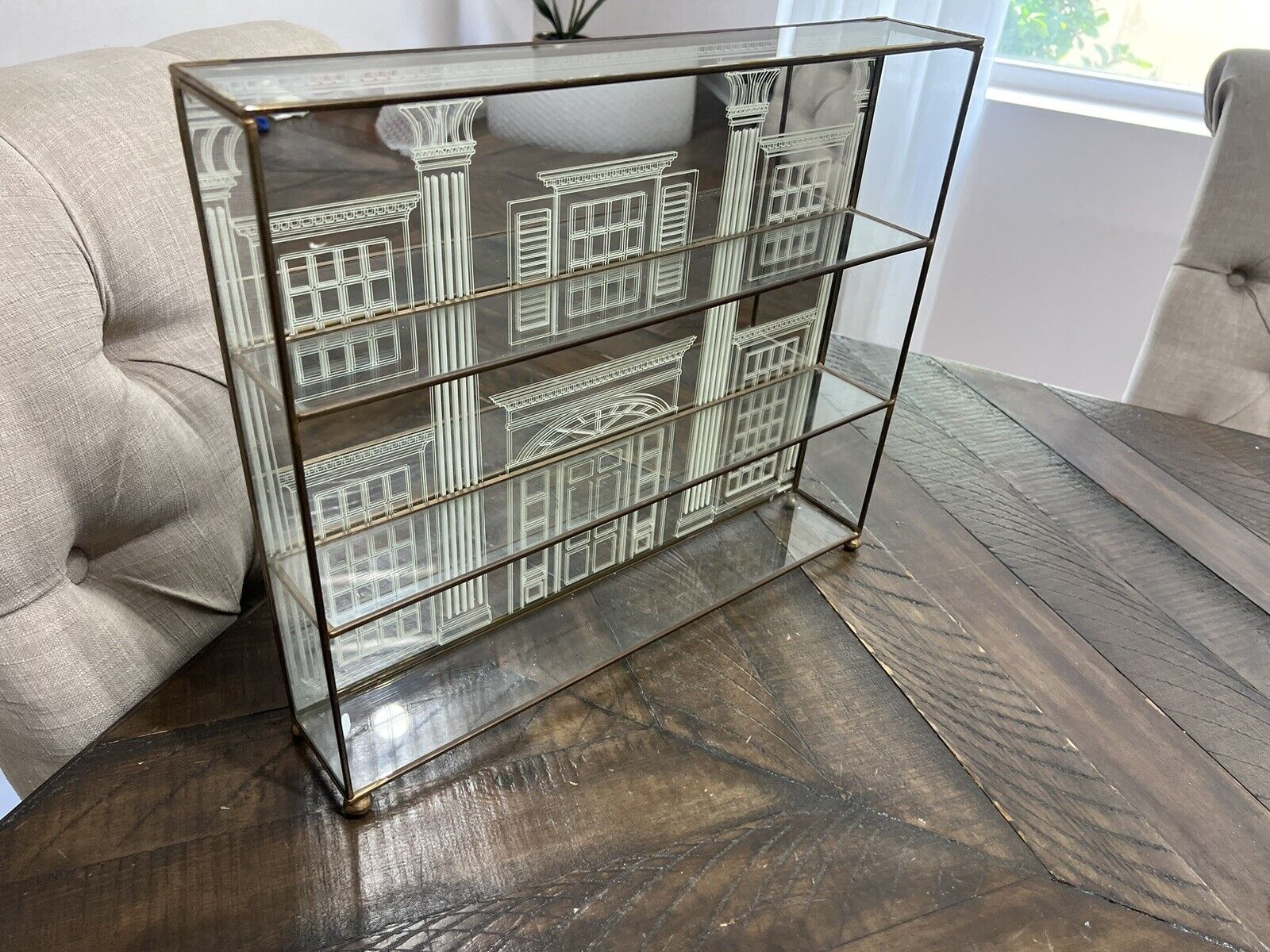 Vtg Franklin Mint Gone With The Wind Miniatures Tara Glass Display Curio Shelf