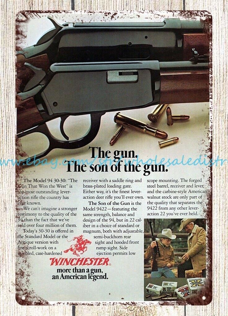 1977 Winchester hunting Firearm gun rifle metal tin sign cottage home decor