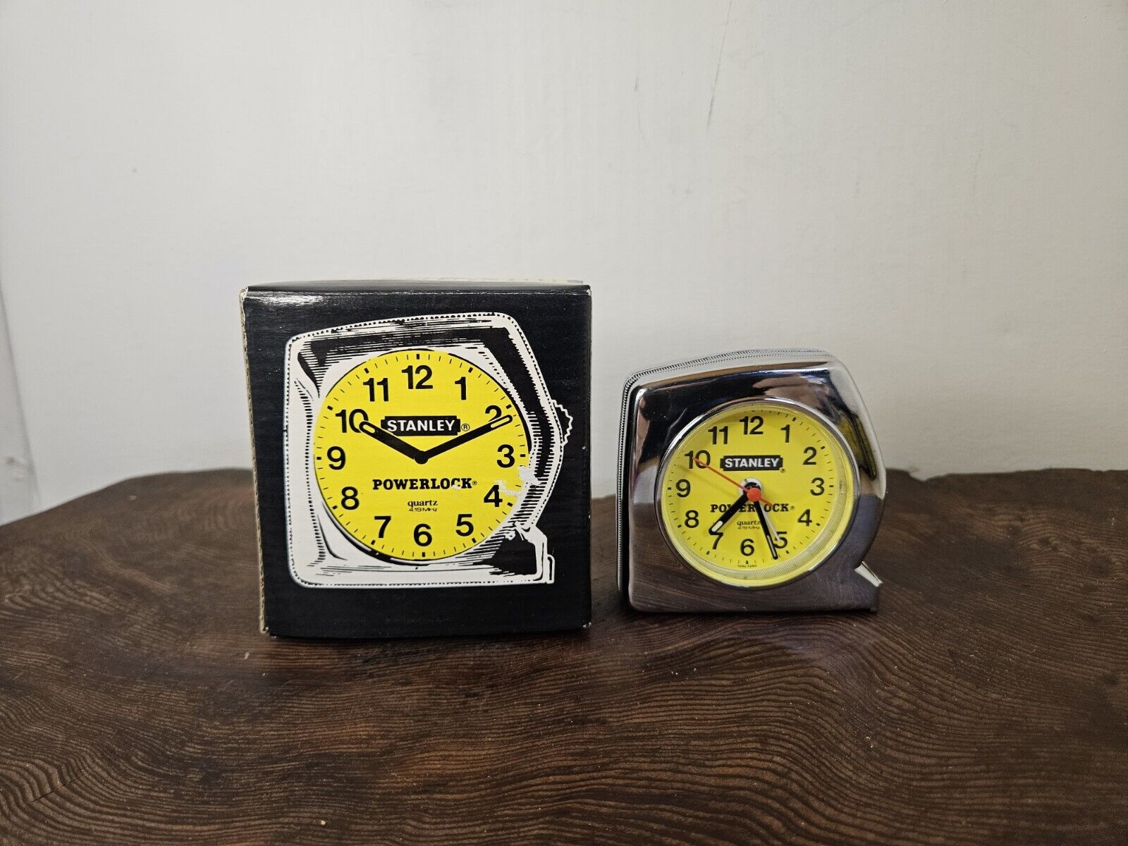 Vintage Stanley Powerlock Tape Measure Promotional /Alarm Clock  New Old Stock 
