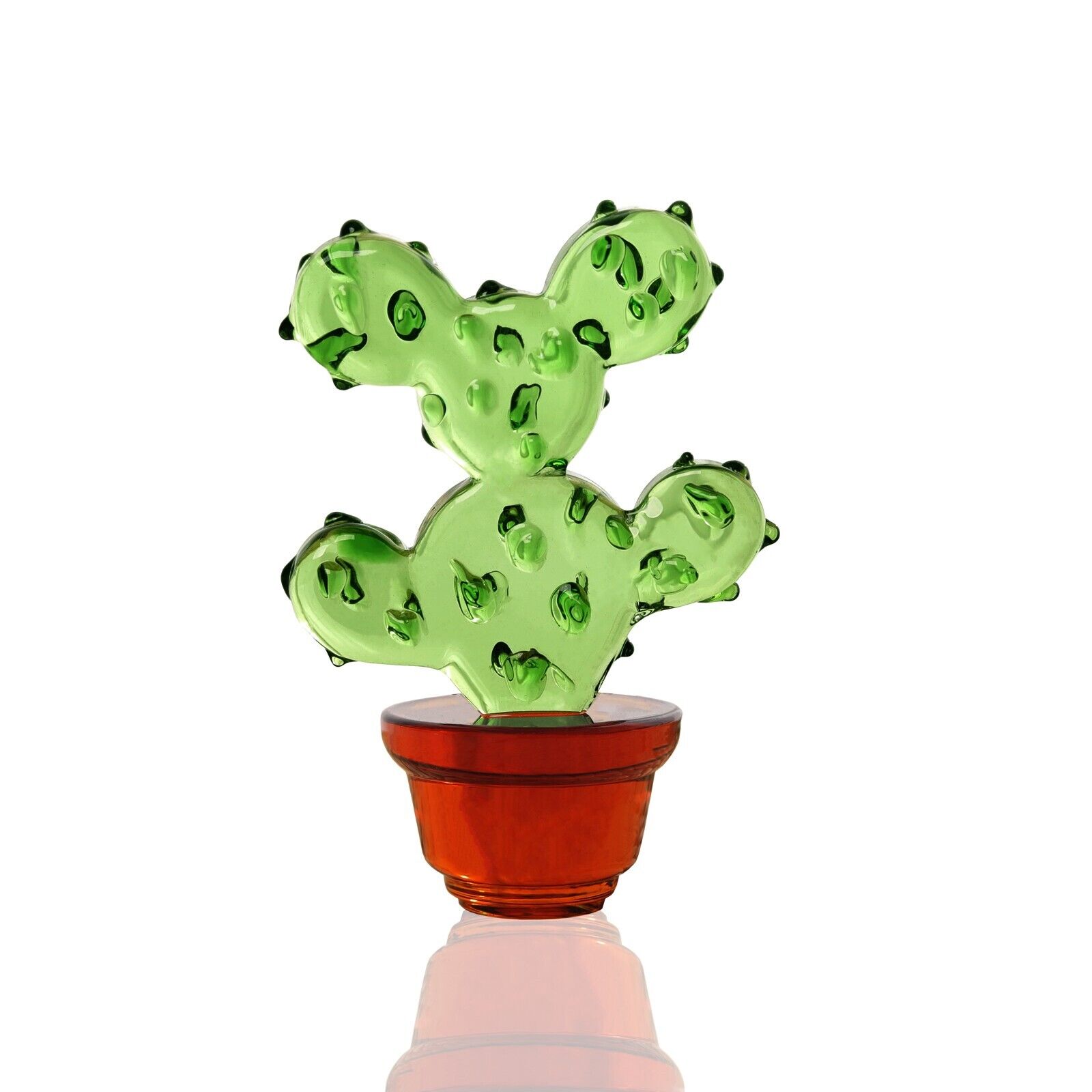 Hand Blown Glass Cactus Figurine Craft Crystal Paperweight Collectibles Decor