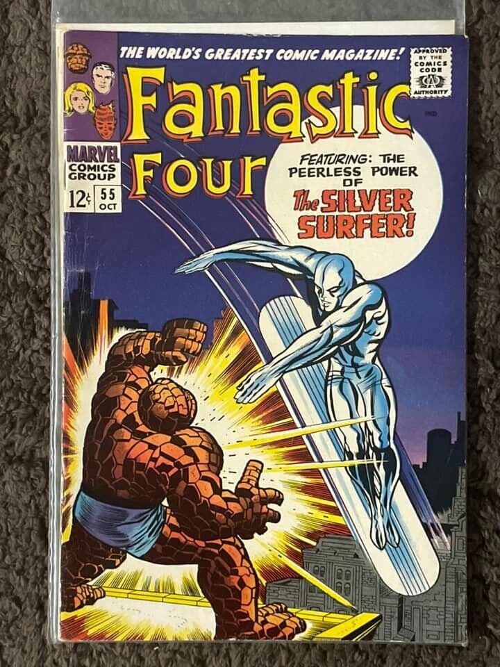 Fantastic Four #55 (RAW 5.5+ MARVEL 1966) (ITEM VIDEO) Thing vs. Silver Surfer