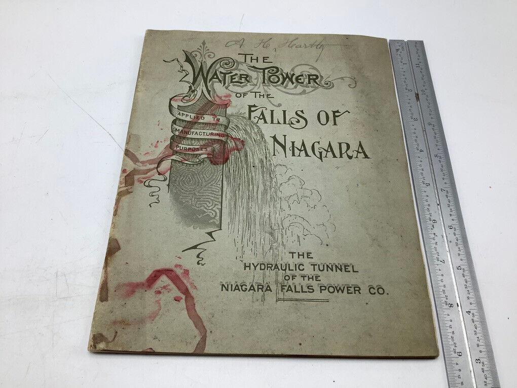original 1890 The Water Tower of the FALLS of NIAGARA w Maps Plans 48pgs SCARCE