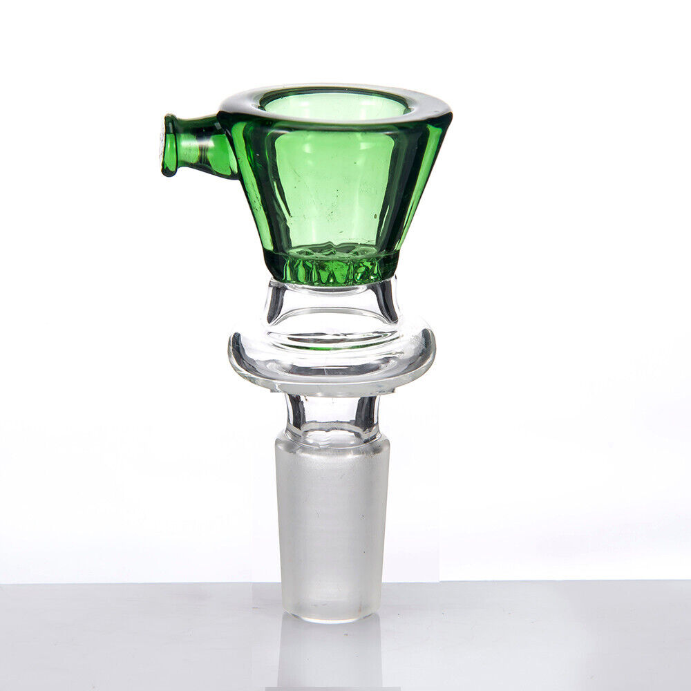 Glass Funnel Bowl Glass Slide Bowl with 6 Holes Honeycomb Screen 14mm male Green