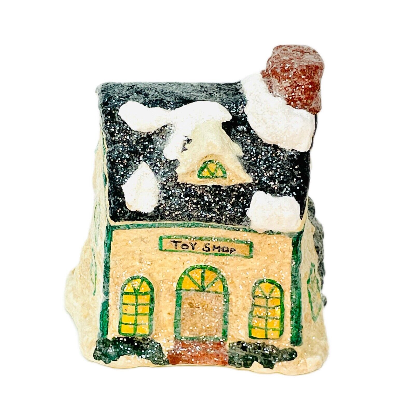 Bethany Lowe Designs Toy Shop Christmas Village House Hand Painted Glittered