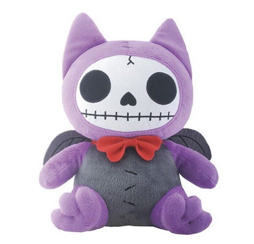 Ebros 10” Furry Bones Purple Flappy The Bat W/ Red Tie Voodoo Skeleton Plush Toy