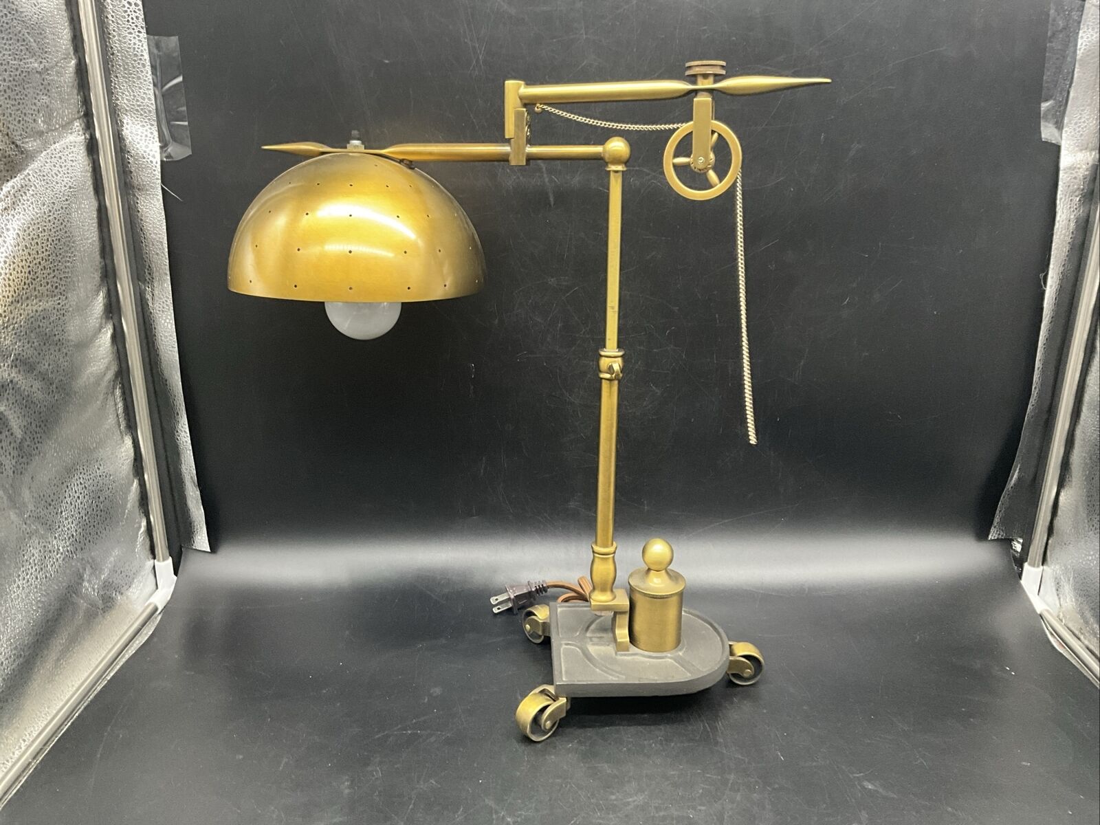 Steampunk Style Adjustable Brass Tone Desk Lamp