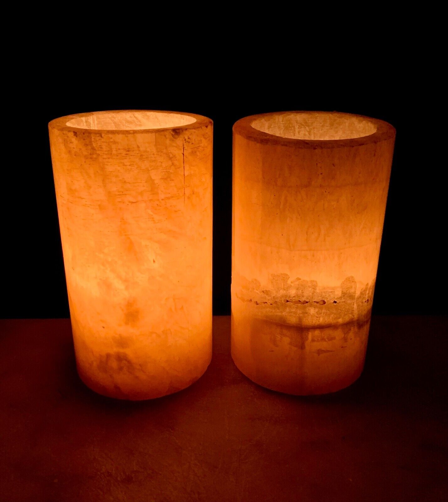 Marble Natural Stone Onyx Marble 5” Candle Holder / Vase Set 2