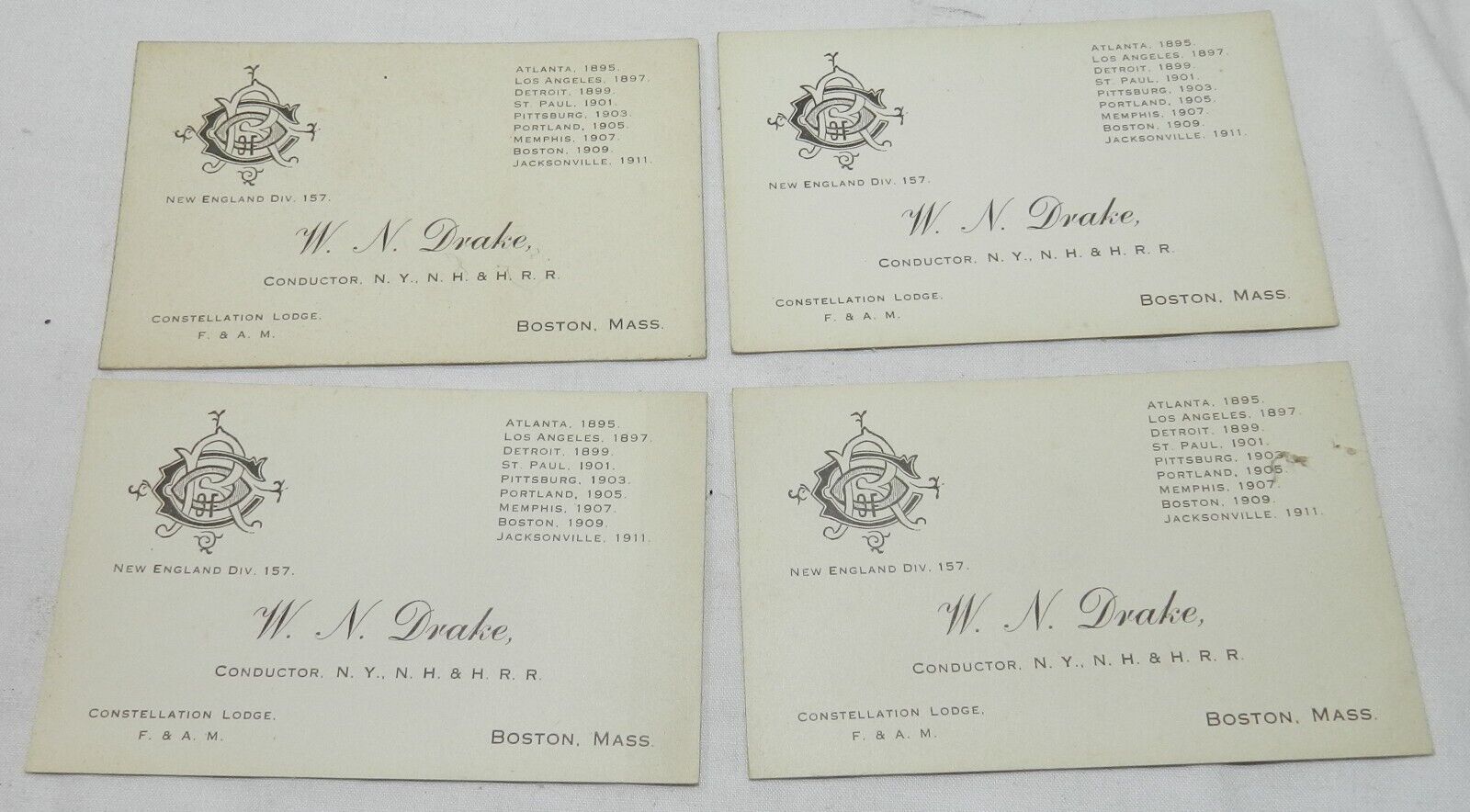 Lot of 5 Different vintage 1800\'s Order of Railway Conductors Cards