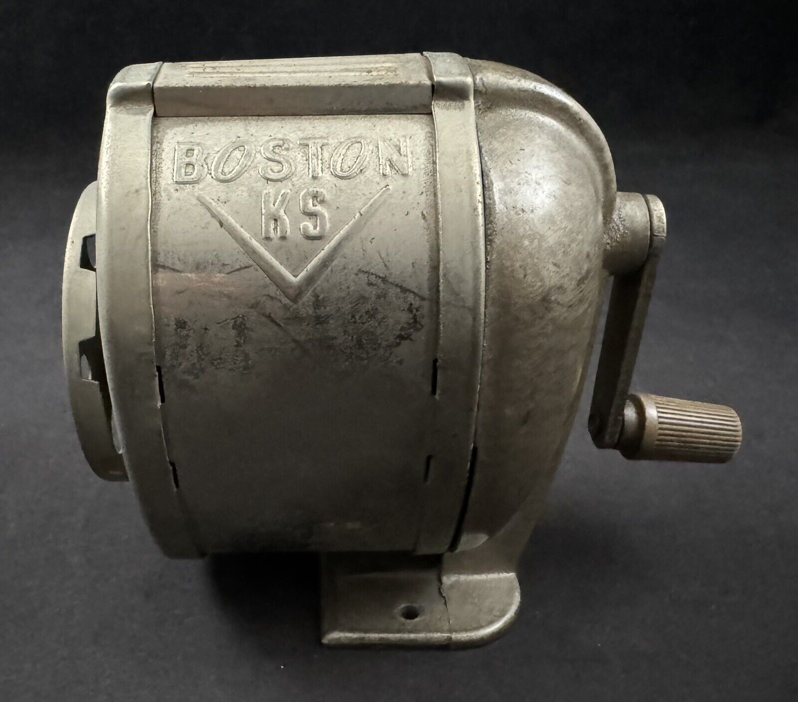 Vintage Boston KS Wall/Table Mount Silver Pencil Sharpener - Made in USA