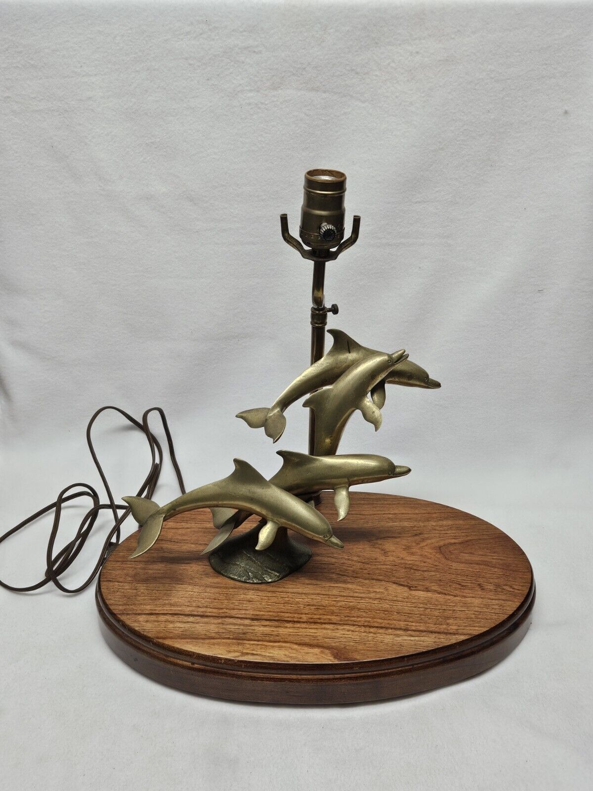 Vintage McDonald Sportlamps Essex Ct No.284 Handmade Brass Lamp With Dolphins