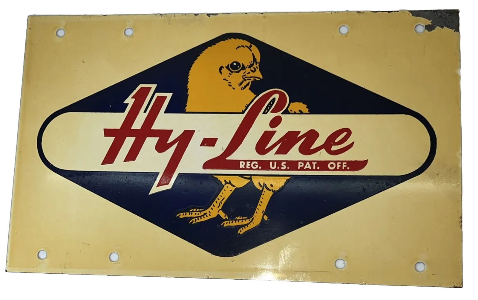 🔥SALE🔥Original Rare Hy-Line Chicken Feed Metal/Tin Double Sided Sign- Vintage