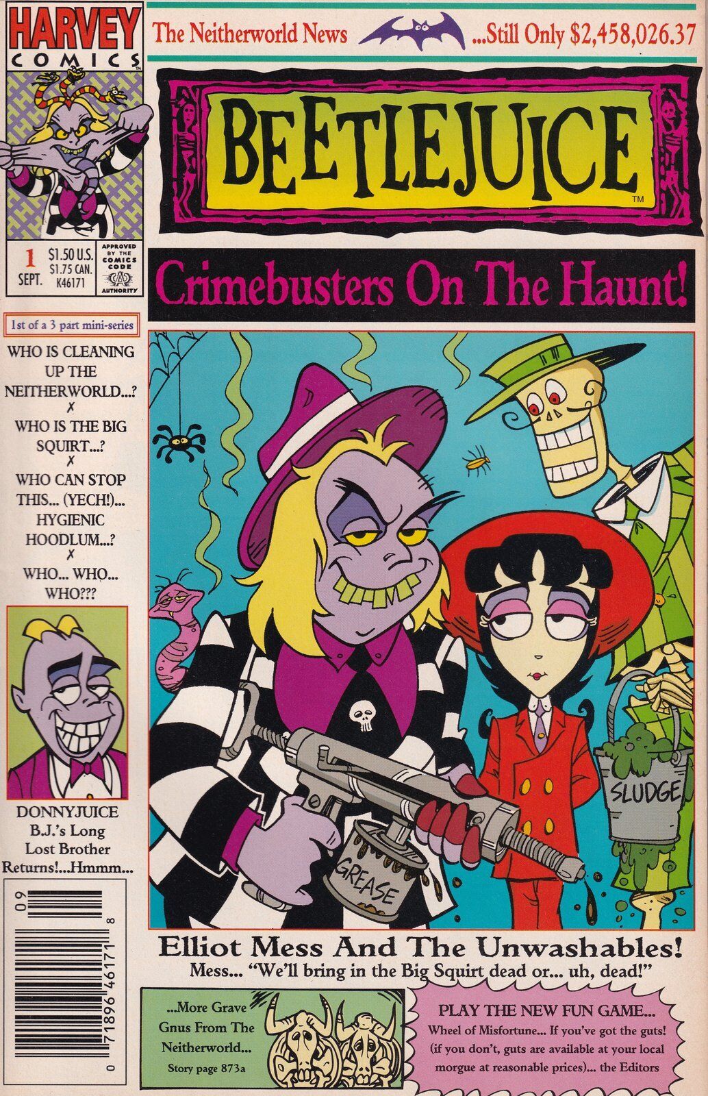 Beetlejuice: Crimebusters on the Haunt #1 Newsstand Cover (1992) Harvey Comics