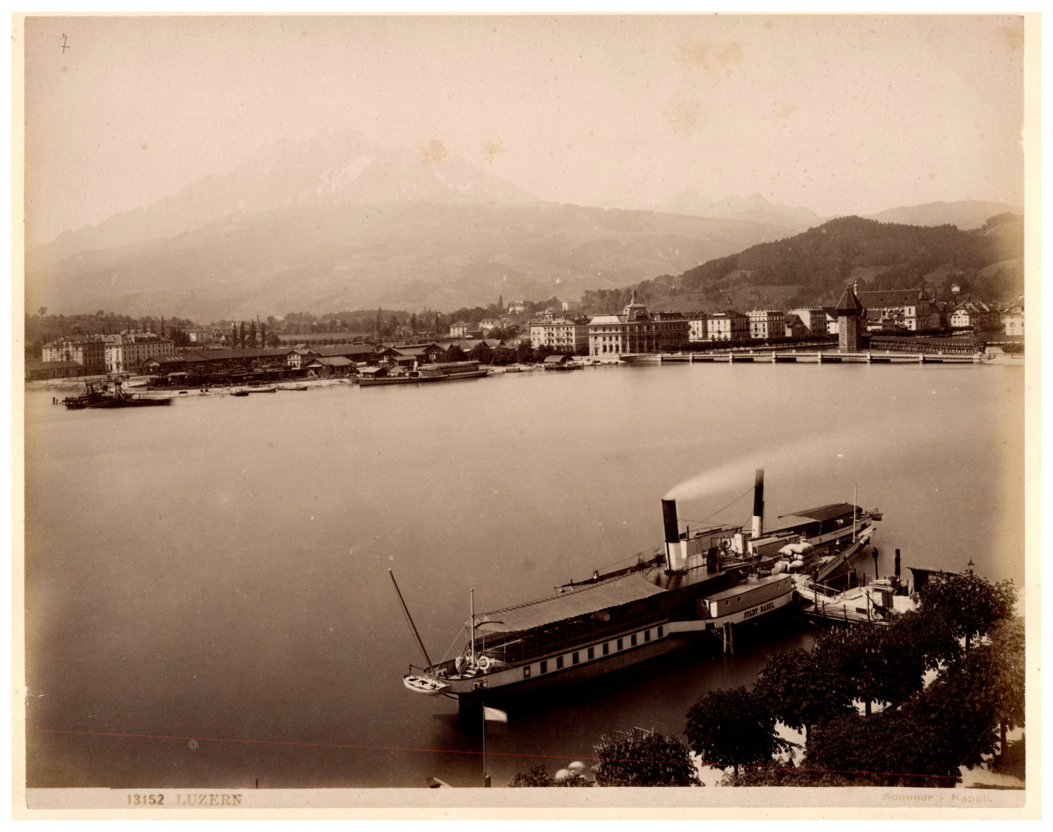 Switzerland, Luzern, panorama, photo. Giorgio Sommer Vintage Print, Albumin Print