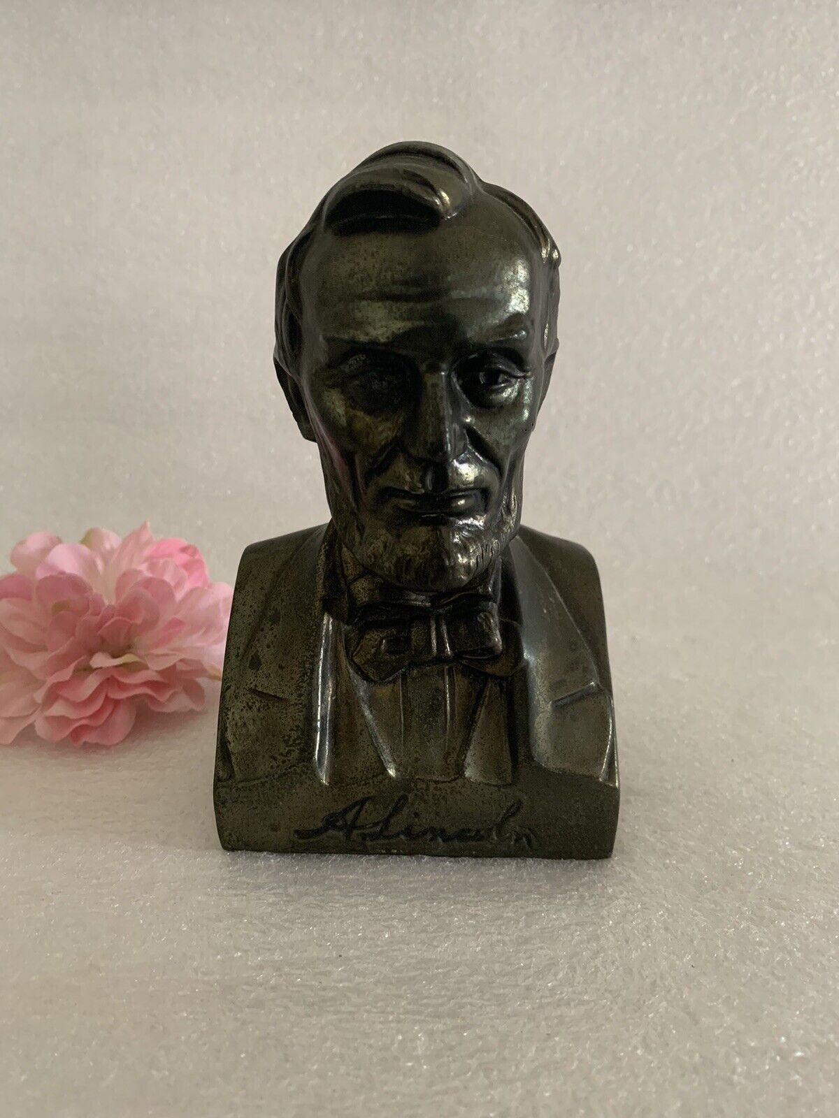 Abe Lincoln Bronzed Single Vintage Table Bookend President Bust Heavy Statue