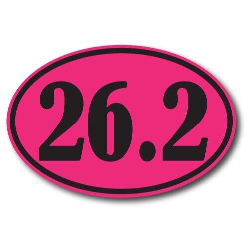 26.2 Marathon Pink and Black Oval Magnet Decal, 4x6 Inches, Automotive Magnet