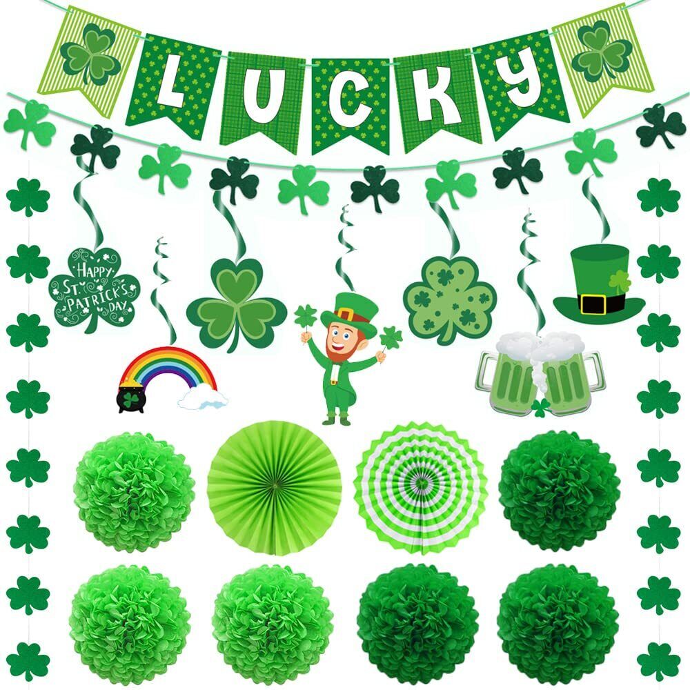 St Patricks Day Decorations, St Patricks day decor Set with 1 Lucky Banner, 1...
